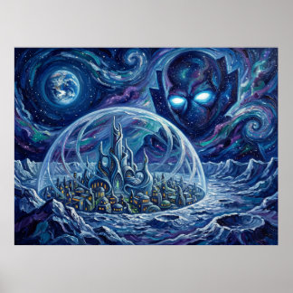 Affiche Paysage d'Attilan Starry Night Marvel Comic