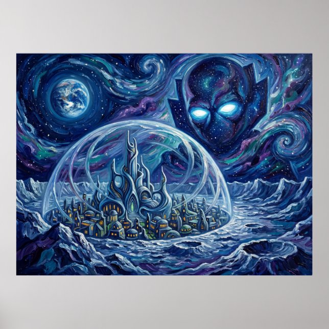 Affiche Paysage d'Attilan Starry Night Marvel Comic (Devant)