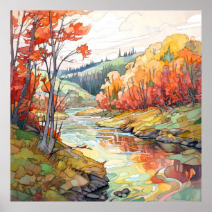 Affiche Paysage d'automne du pays Imprimer