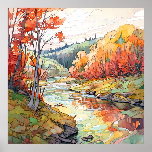 Affiche Paysage d'automne du pays Imprimer (Devant)