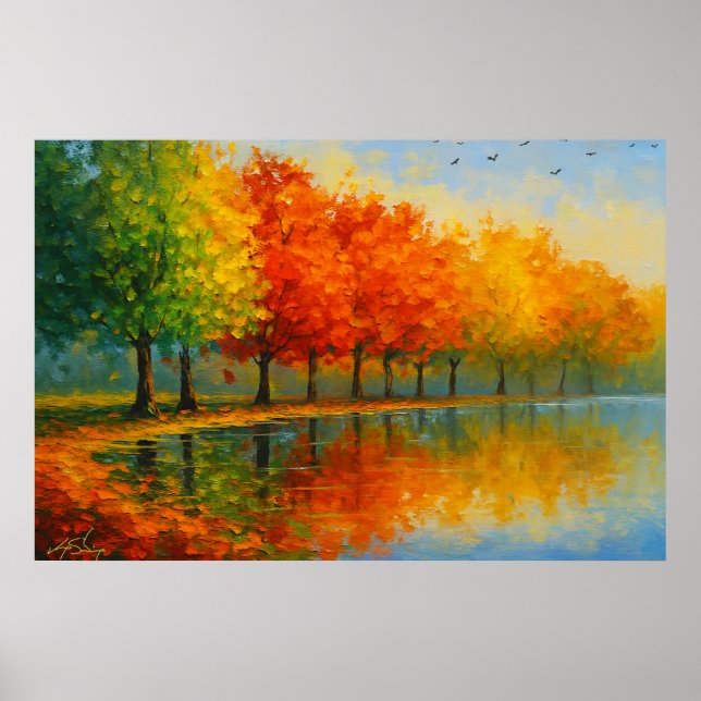 Affiche Paysage d'automne en Nouvelle-Angleterre (Devant)