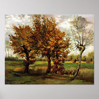 Affiche Paysage d'automne Quatre arbres Van Gogh Art