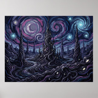 Affiche Paysage de bande dessinée Klyntar Starry Night
