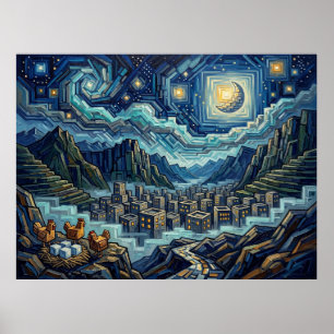 Affiche Paysage de bande dessinée Plain Awful Starry Night