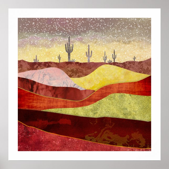 Affiche Paysage de cactus du désert (Devant)