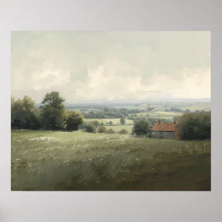 Affiche Paysage de campagne française Maison de ferme rust