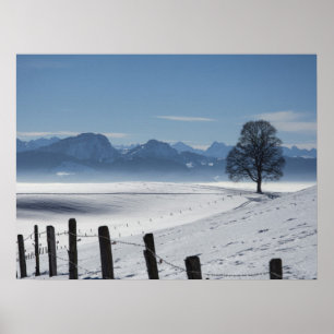 Affiche Paysage de campagne hivernale neige Photo