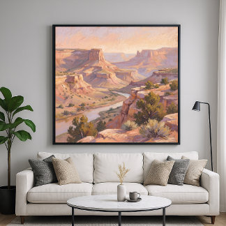 Affiche Paysage de Canyon - Style de Peinture au Pastel