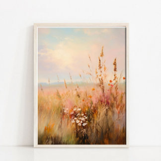 Affiche Paysage de champ de fleurs sauvages automnales att