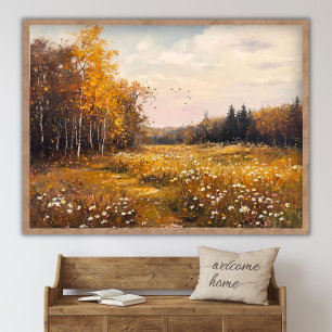 Affiche Paysage de champ de fleurs sauvages d'automne, Pei