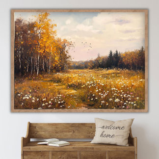 Affiche Paysage de champ de fleurs sauvages d'automne, Pei