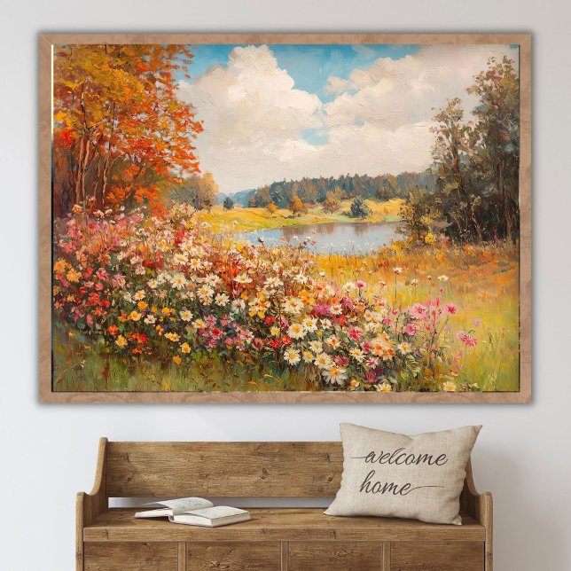 Affiche Paysage de champ de fleurs sauvages d'automne, Pei (Créateur téléchargé)