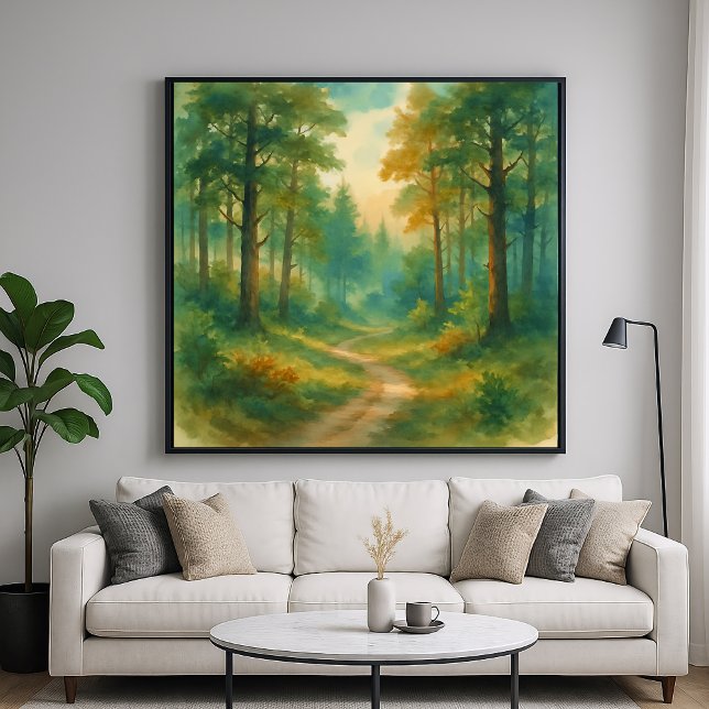 Affiche Paysage de chemin forestier - Style de peinture à  (Créateur téléchargé)