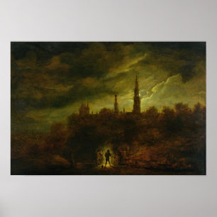 Affiche Paysage de clair de lune