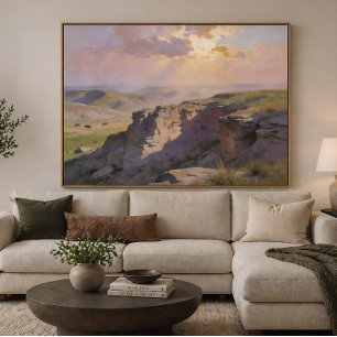 Affiche Paysage de Cliff Vista - Style d'art en peinture p