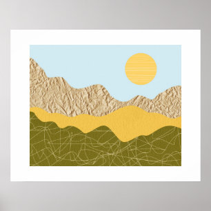 Affiche Paysage de collage abstrait