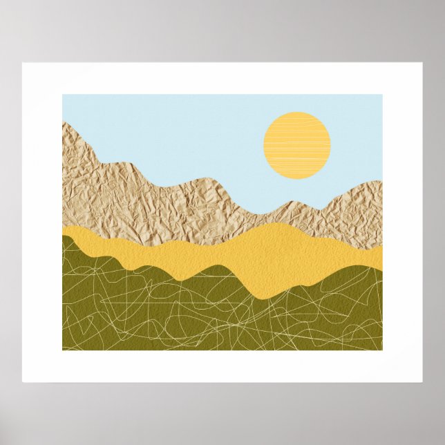 Affiche Paysage de collage abstrait (Devant)