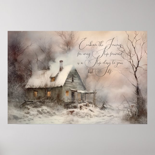 Affiche Paysage de cottage à l'aquarelle (Devant)