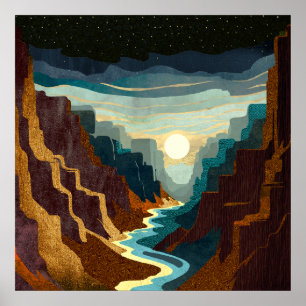 Affiche Paysage de coucher de soleil dans un canyon