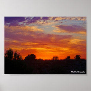 Affiche Paysage de coucher de soleil enflammé