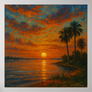 Affiche Paysage de coucher de soleil floridien