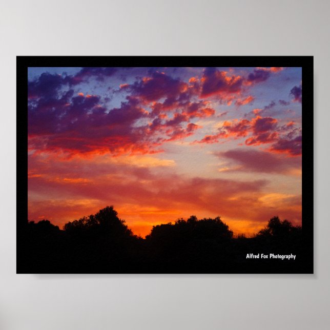 Affiche Paysage de coucher de soleil violet (Devant)