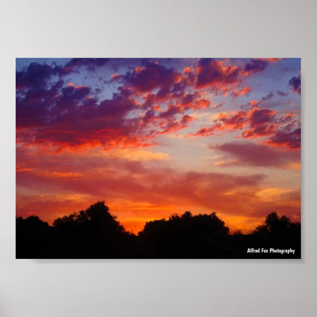 Affiche Paysage de coucher de soleil violet (Devant)