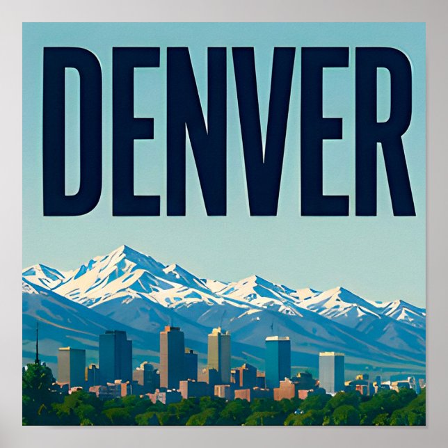 Affiche Paysage de Denver et Montagnes Rocheuses (Devant)
