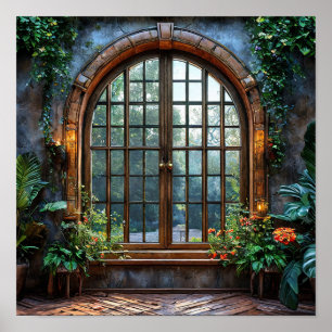 Affiche Paysage de fenêtre factice