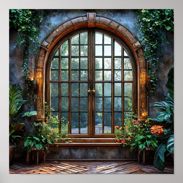 Affiche Paysage de fenêtre factice (Devant)