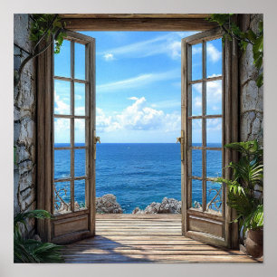 Affiche Paysage de fenêtre factice