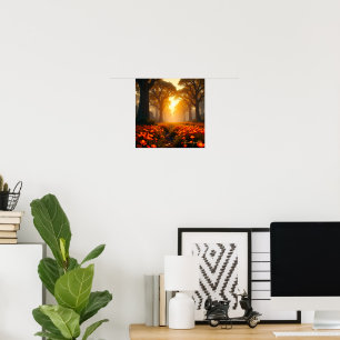 Affiche Paysage de fleurs sauvages sous la lumière chaude 