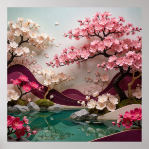 Affiche Paysage de floraison de Sakura 🌸