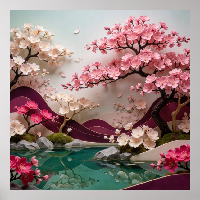 Affiche Paysage de floraison de Sakura 🌸 (Devant)