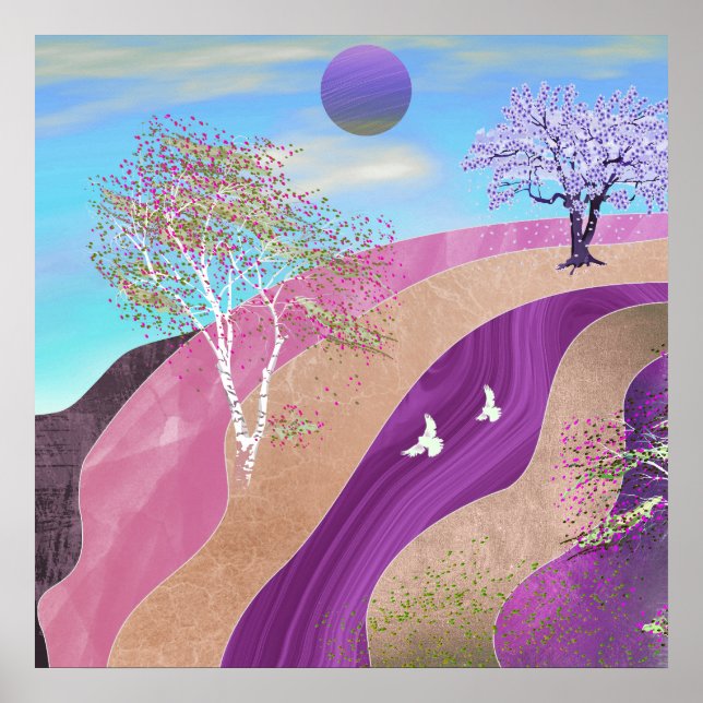 Affiche Paysage de floraison printanière (Devant)
