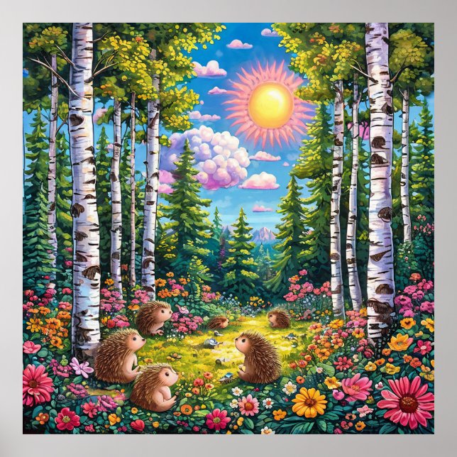 Affiche 🌲 Paysage de forêt ensoleillée pour des espaces n (Devant)
