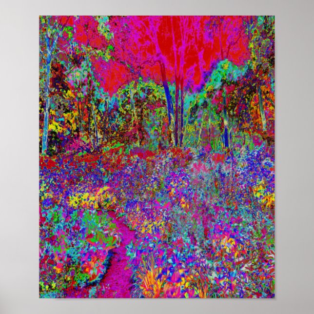 Affiche Paysage de jardin impressionniste psychédélique (Devant)