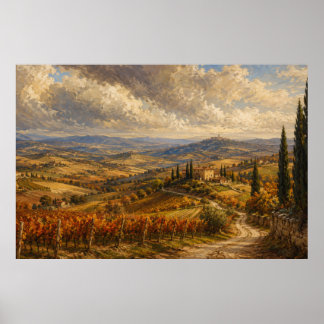 Affiche Paysage de la campagne toscane en automne