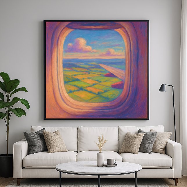 Affiche Paysage de la fenêtre de l'avion - Style Pastel pe (Créateur téléchargé)