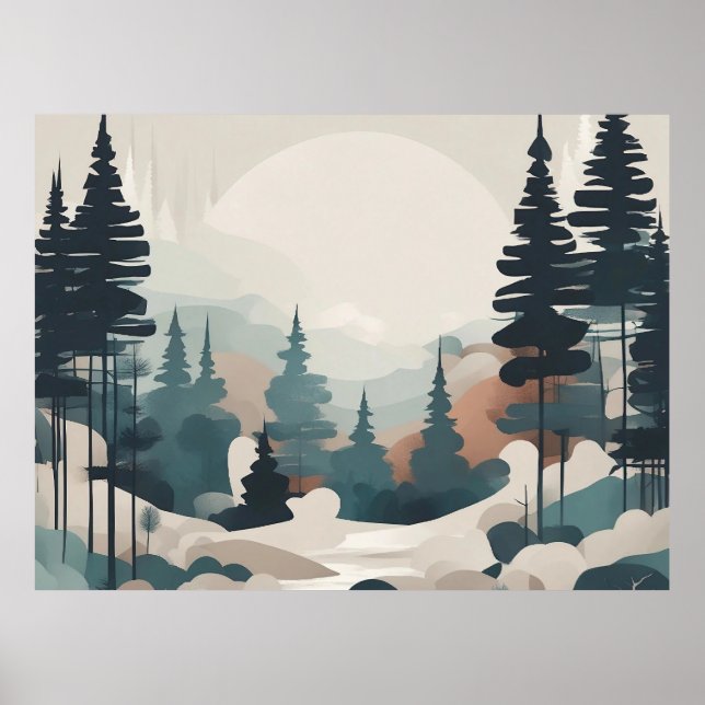 Affiche Paysage de la forêt de Boho (Devant)