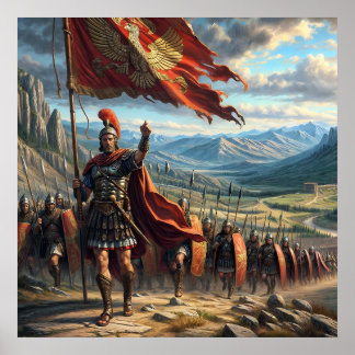 Affiche Paysage de la Légion romaine épopée rouge réaliste