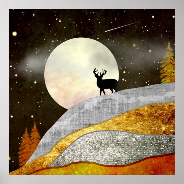 Affiche Paysage de la lune au cerf (Devant)