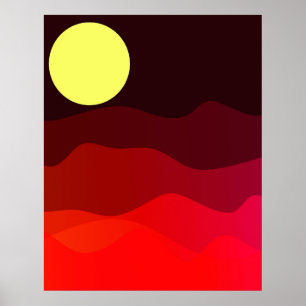 Affiche Paysage de la lune de montagne Art minimaliste mod