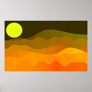 Affiche Paysage de la Lune de Montagne Style Rétro minimal
