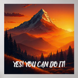 Affiche Paysage de la montagne du coucher de soleil pastor