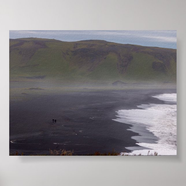 Affiche Paysage de la plage noire en Islande (Devant)