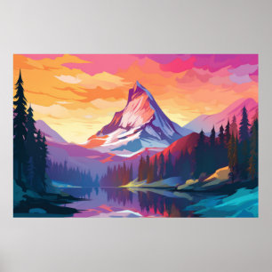 Affiche Paysage de la rivière Mountain Valley Nature