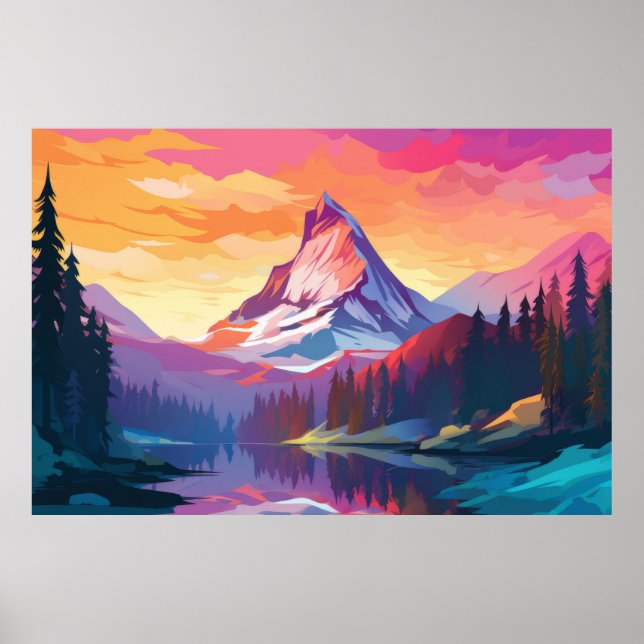 Affiche Paysage de la rivière Mountain Valley Nature (Devant)