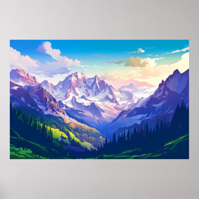 Affiche Paysage de la rivière Mountain Valley Nature (Devant)