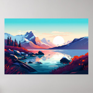 Affiche Paysage de la rivière Mountain Valley Paysage Natu